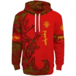 Customized Manchester United Deer Silhouette Red Hoodie Best Selling