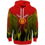 Customized Manchester United Flame Design Red Hoodie Best Selling
