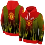 Customized Manchester United Flame Design Red Hoodie Best Selling