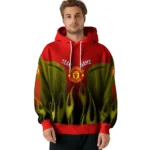 Customized Manchester United Flame Design Red Hoodie Best Selling