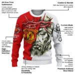Customized Manchester United Jesus Tears Red White Sweater Best Selling