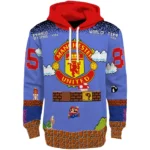 Customized Manchester United Mario Blue Black Hoodie Best Selling