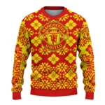 Customized Manchester United Snowflake Matrix Red Sweater Best Selling