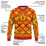 Customized Manchester United Snowflake Matrix Red Sweater Best Selling