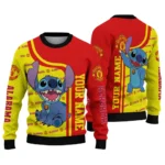 Customized Manchester United Stitch Art Prints Red Sweater Best Selling
