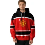 Customized Manchester United Striped Pattern Red Hoodie Best Selling