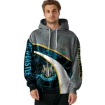 Customized Newcastle United Hexagonal Mesh Blue Black Gray Hoodie Best Selling