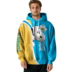 Customized Newcastle United Peeking Snoopy Blue Hoodie Best Selling