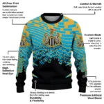 Customized Newcastle United Pixel Flow Blue Black Sweater Best Selling