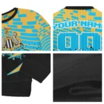 Customized Newcastle United Pixel Flow Blue Black Sweater Best Selling