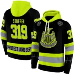 Customized Newcastle United Safety Motif Black Neon Green Hoodie Best Selling