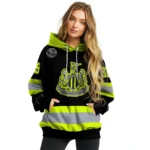 Customized Newcastle United Safety Motif Black Neon Green Hoodie Best Selling