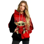 Customized Nottingham Forest Baby Yoda Red Black Hoodie Best Selling