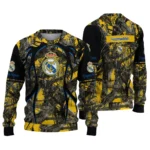 Customized Real Madrid Antlers Pattern Yellow Black Sweater Best Selling