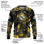 Customized Real Madrid Antlers Pattern Yellow Black Sweater Best Selling