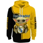 Customized Real Madrid Baby Yoda Yellow Black Hoodie Best Selling