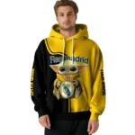 Customized Real Madrid Baby Yoda Yellow Black Hoodie Best Selling