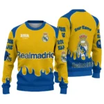 Customized Real Madrid Flame Border Yellow Sweater Best Selling
