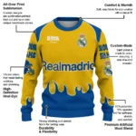 Customized Real Madrid Flame Border Yellow Sweater Best Selling