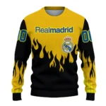 Customized Real Madrid Flame Outline Yellow Black Sweater Best Selling