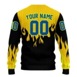 Customized Real Madrid Flame Outline Yellow Black Sweater Best Selling