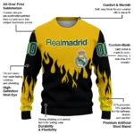 Customized Real Madrid Flame Outline Yellow Black Sweater Best Selling