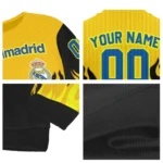 Customized Real Madrid Flame Outline Yellow Black Sweater Best Selling