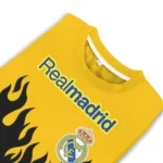 Customized Real Madrid Flame Outline Yellow Black Sweater Best Selling
