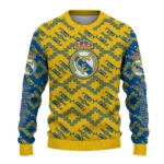 Customized Real Madrid Lattice Gridwork Yellow Sweater Best Selling