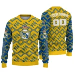 Customized Real Madrid Lattice Gridwork Yellow Sweater Best Selling