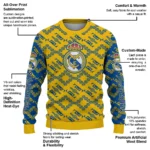 Customized Real Madrid Lattice Gridwork Yellow Sweater Best Selling