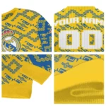 Customized Real Madrid Lattice Gridwork Yellow Sweater Best Selling