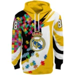 Customized Real Madrid Puzzle Pieces Yellow Hoodie Best Selling