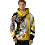 Customized Real Madrid Puzzle Pieces Yellow Hoodie Best Selling