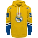 Customized Real Madrid Striped Sleeves Yellow Hoodie Best Selling