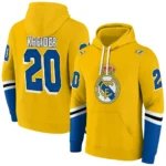 Customized Real Madrid Striped Sleeves Yellow Hoodie Best Selling