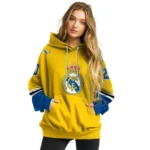 Customized Real Madrid Striped Sleeves Yellow Hoodie Best Selling