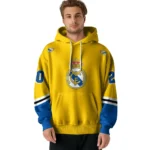 Customized Real Madrid Striped Sleeves Yellow Hoodie Best Selling