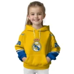 Customized Real Madrid Striped Sleeves Yellow Hoodie Best Selling