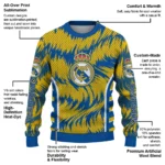 Customized Real Madrid Swirl Flow Yellow Sweater Best Selling