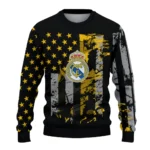 Customized Real Madrid Vintage Usa Flag Black Sweater Best Selling