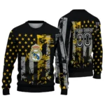 Customized Real Madrid Vintage Usa Flag Black Sweater Best Selling