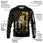 Customized Real Madrid Vintage Usa Flag Black Sweater Best Selling