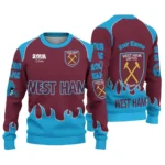 Customized West Ham United Flame Border Claret Sweater Best Selling