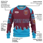 Customized West Ham United Flame Border Claret Sweater Best Selling
