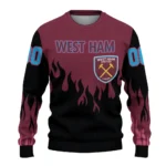 Customized West Ham United Flame Outline Claret Black Sweater Best Selling