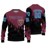 Customized West Ham United Flame Outline Claret Black Sweater Best Selling