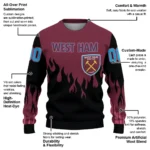 Customized West Ham United Flame Outline Claret Black Sweater Best Selling