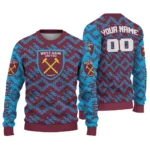 Customized West Ham United Lattice Gridwork Claret Sweater Best Selling