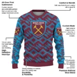 Customized West Ham United Lattice Gridwork Claret Sweater Best Selling